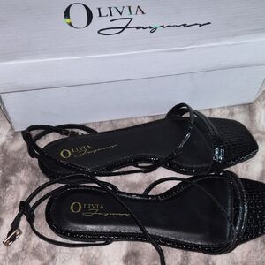 Crocodile Black Strappy Sandals